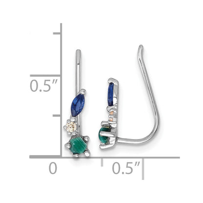 Sterlingsilber Rhodiniert Zirkonia Malachite und Nano Kristall Ohr Climbers