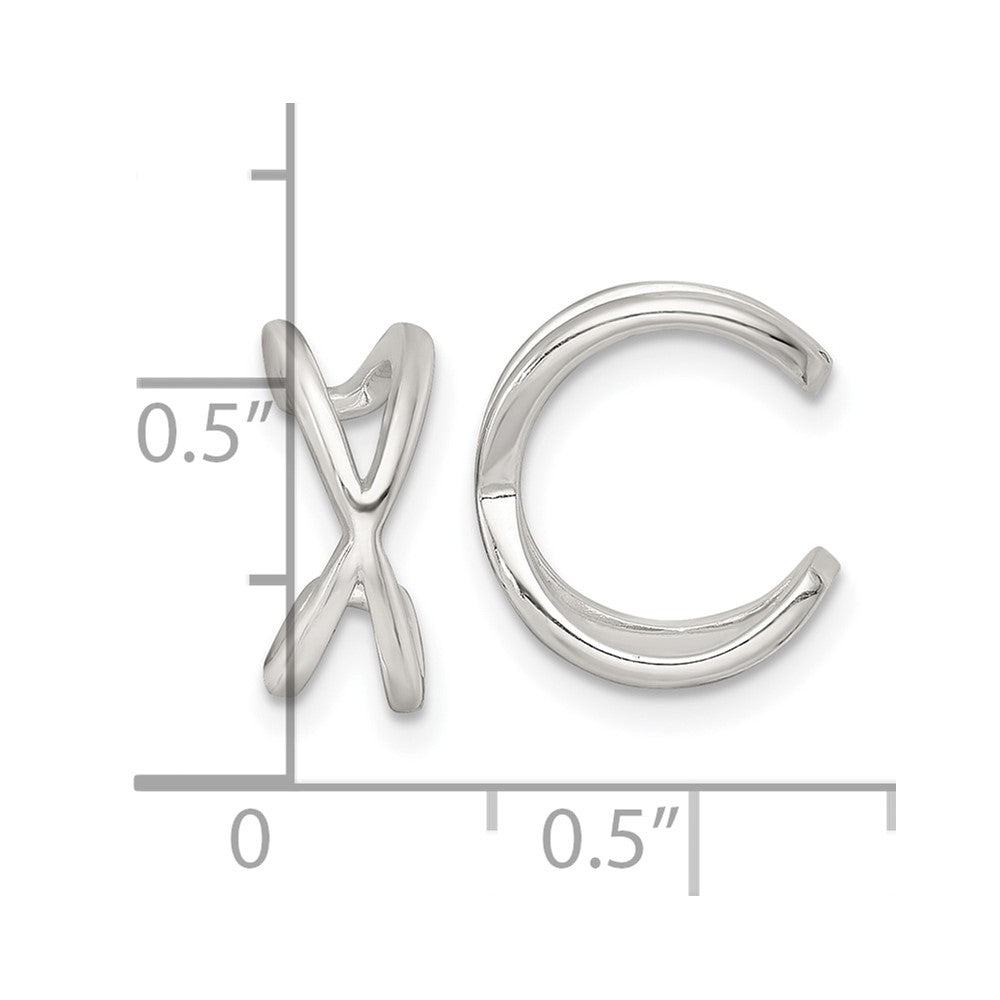 Sterlingsilber Poliert Kreuz Pair Of Ohr Cuffs