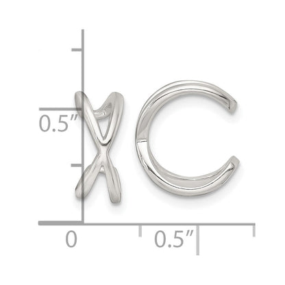 Sterlingsilber Poliert Kreuz Pair Of Ohr Cuffs