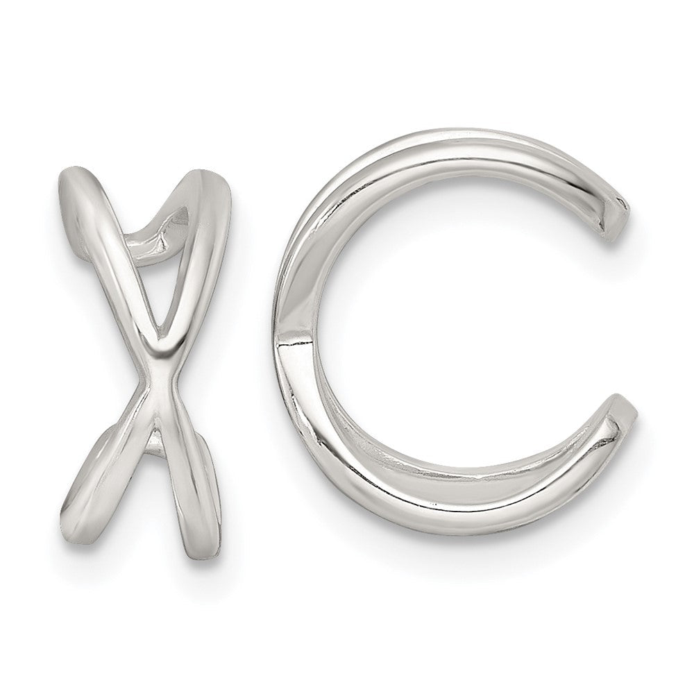 Sterlingsilber Poliert Kreuz Pair Of Ohr Cuffs