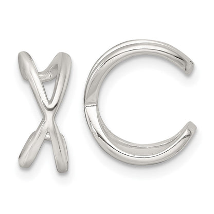 Sterlingsilber Poliert Kreuz Pair Of Ohr Cuffs