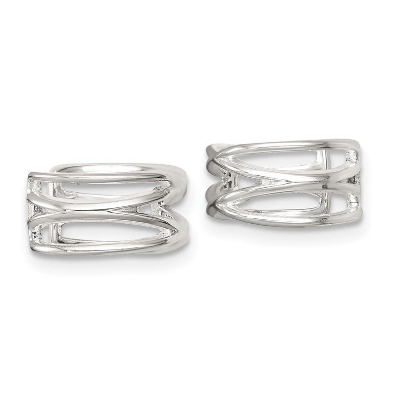 Sterlingsilber Poliert Doppelt Kreuz Pair Of Ohr Cuffs