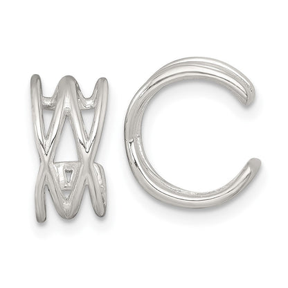 Sterlingsilber Poliert Doppelt Kreuz Pair Of Ohr Cuffs