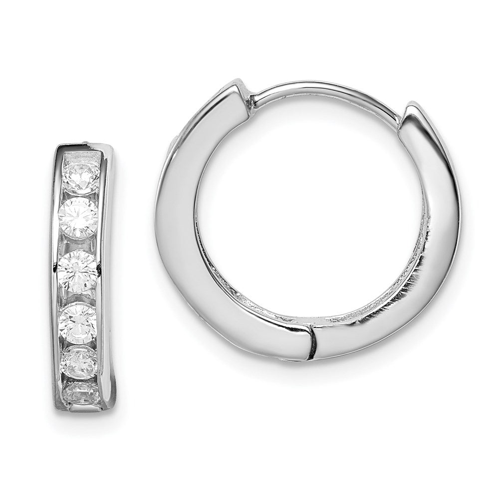 Sterlingsilber Rhodiniert Zirkonia Klappbar Creolen