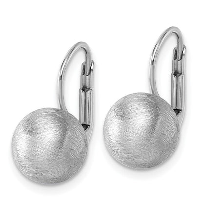 Sterlingsilber Rhodiniert Scratch Finish Kugel Ohrhänger mit Brisur