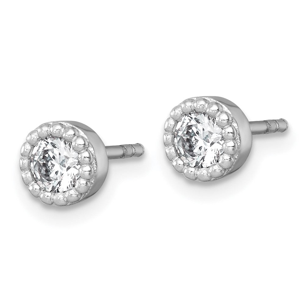 Sterlingsilber Rhodiniert Poliert Gekugelt 6mm Zirkonia Ohrstecker