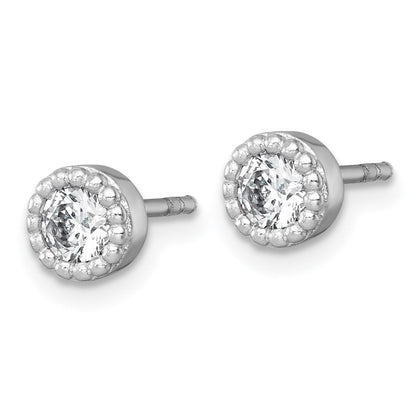 Sterlingsilber Rhodiniert Poliert Gekugelt 6mm Zirkonia Ohrstecker