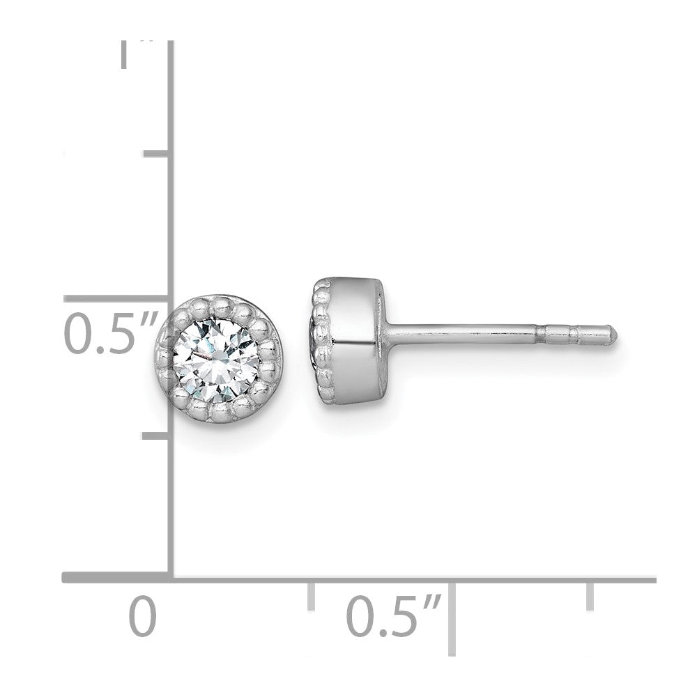 Sterlingsilber Rhodiniert Poliert Gekugelt 6mm Zirkonia Ohrstecker