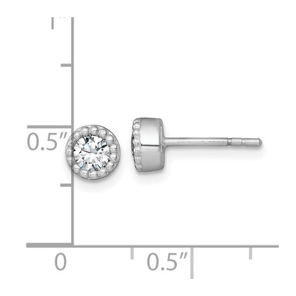 Sterlingsilber Rhodiniert Poliert Gekugelt 6mm Zirkonia Ohrstecker