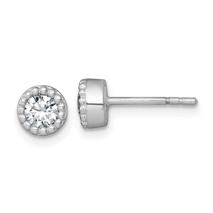 Sterlingsilber Rhodiniert Poliert Gekugelt 6mm Zirkonia Ohrstecker