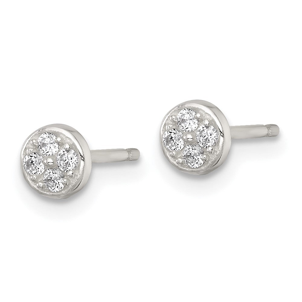 Sterlingsilber Poliert Zirkonia Rund Ohrstecker