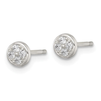 Sterlingsilber Poliert Zirkonia Rund Ohrstecker