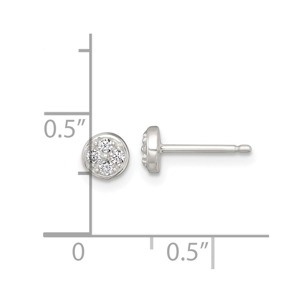 Sterlingsilber Poliert Zirkonia Rund Ohrstecker