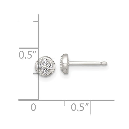 Sterlingsilber Poliert Zirkonia Rund Ohrstecker
