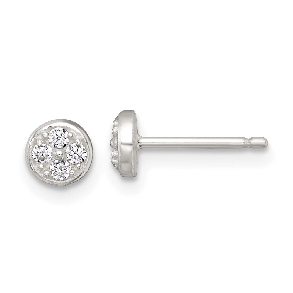 Sterlingsilber Poliert Zirkonia Rund Ohrstecker