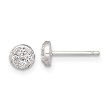 Sterlingsilber Poliert Zirkonia Rund Ohrstecker