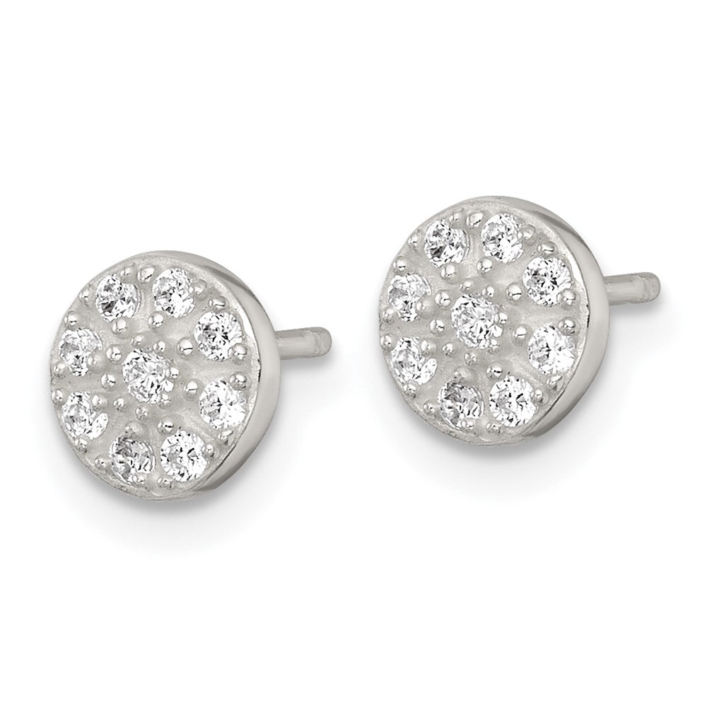 Sterlingsilber Poliert Zirkonia Cluster Rund Ohrstecker