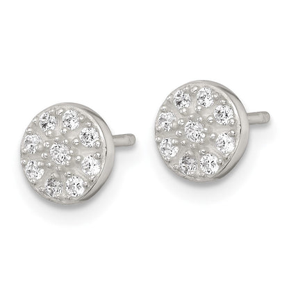 Sterlingsilber Poliert Zirkonia Cluster Rund Ohrstecker