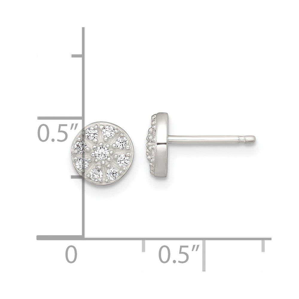 Sterlingsilber Poliert Zirkonia Cluster Rund Ohrstecker