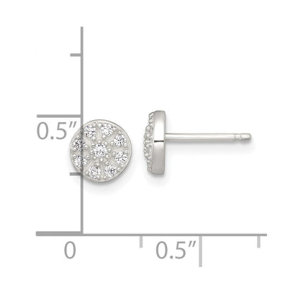 Sterlingsilber Poliert Zirkonia Cluster Rund Ohrstecker