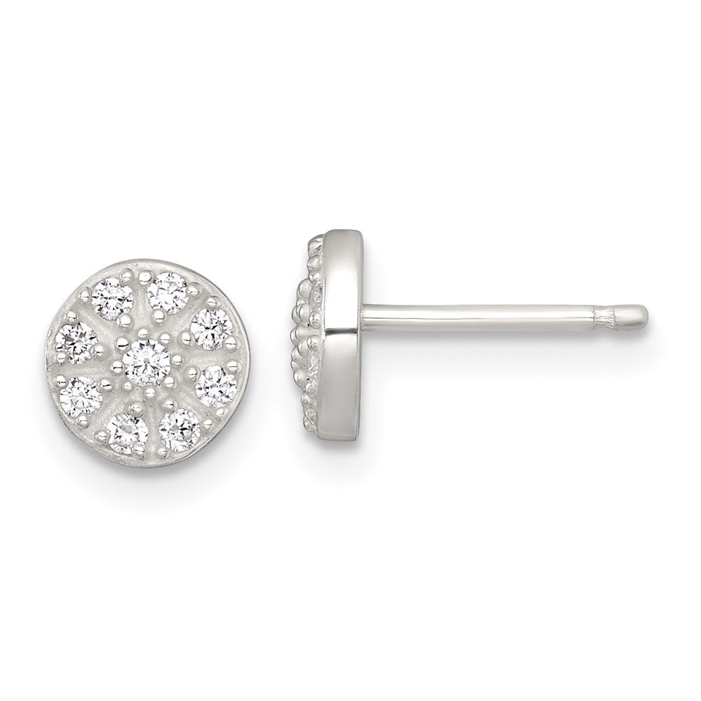Sterlingsilber Poliert Zirkonia Cluster Rund Ohrstecker