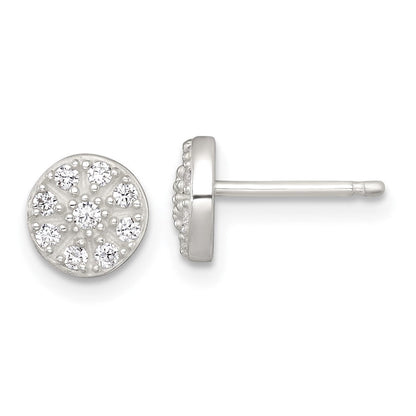 Sterlingsilber Poliert Zirkonia Cluster Rund Ohrstecker