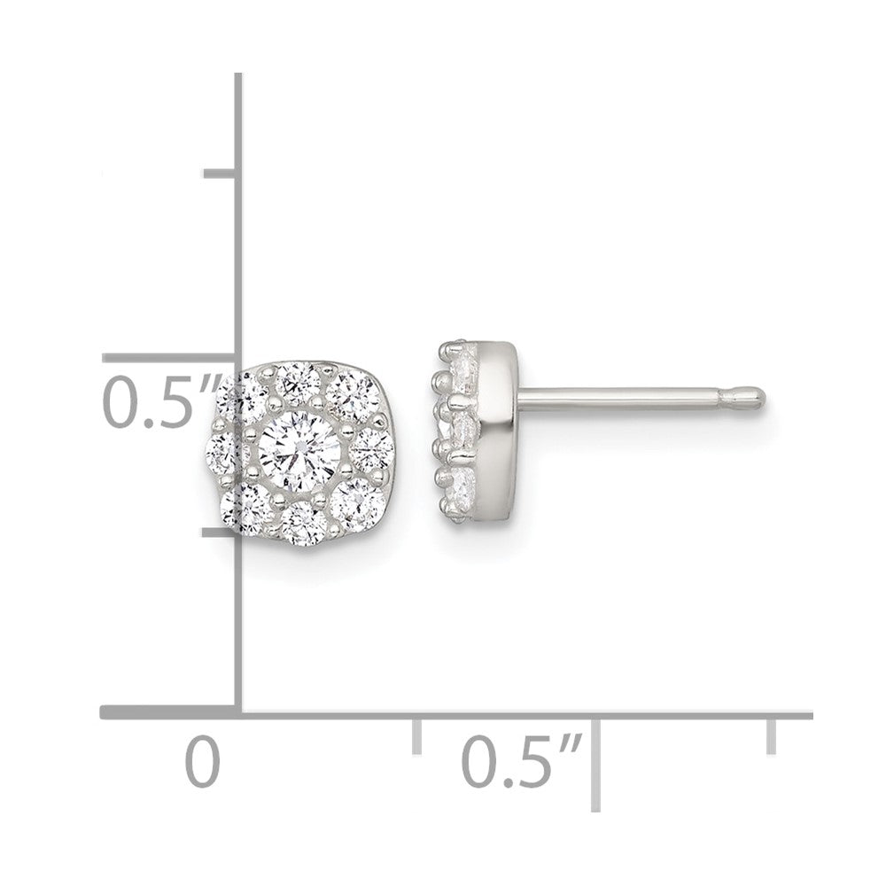 Sterlingsilber Poliert Zirkonia Cluster Ohrstecker