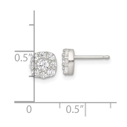 Sterlingsilber Poliert Zirkonia Cluster Ohrstecker