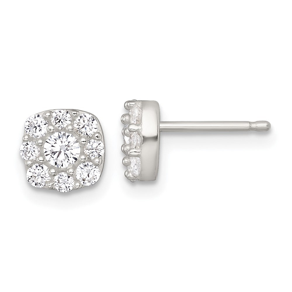 Sterlingsilber Poliert Zirkonia Cluster Ohrstecker
