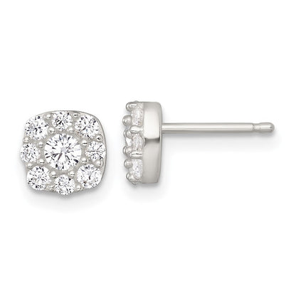 Sterlingsilber Poliert Zirkonia Cluster Ohrstecker
