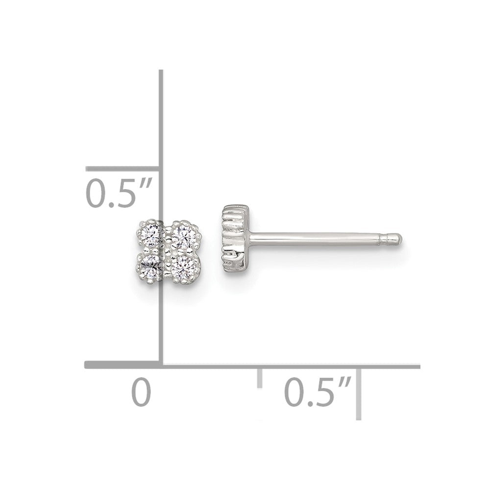 Sterlingsilber Poliert Strukturiert Zirkonia Quatrefoil Ohrstecker