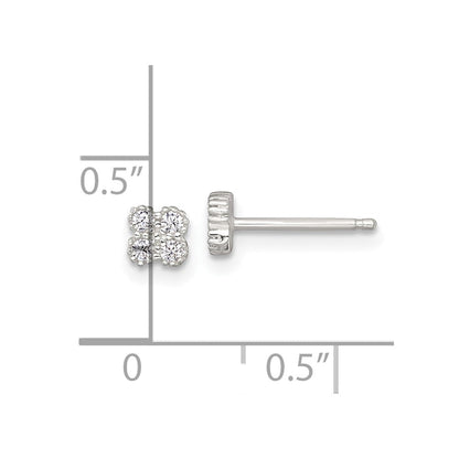Sterlingsilber Poliert Strukturiert Zirkonia Quatrefoil Ohrstecker