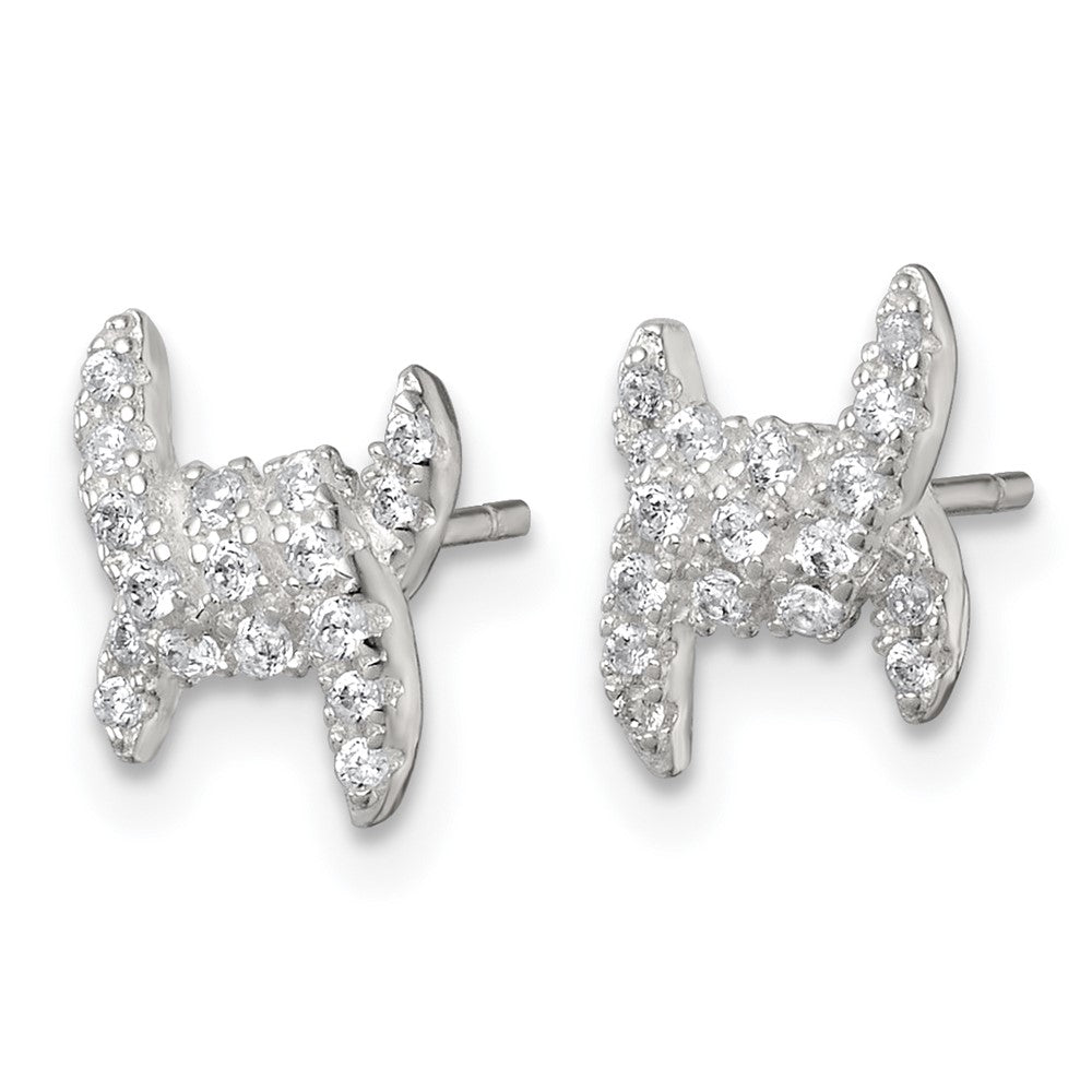 Sterlingsilber Poliert Fantasie Pavé Zirkonia Ohrstecker