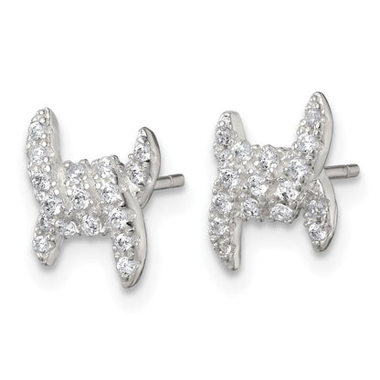 Sterlingsilber Poliert Fantasie Pavé Zirkonia Ohrstecker