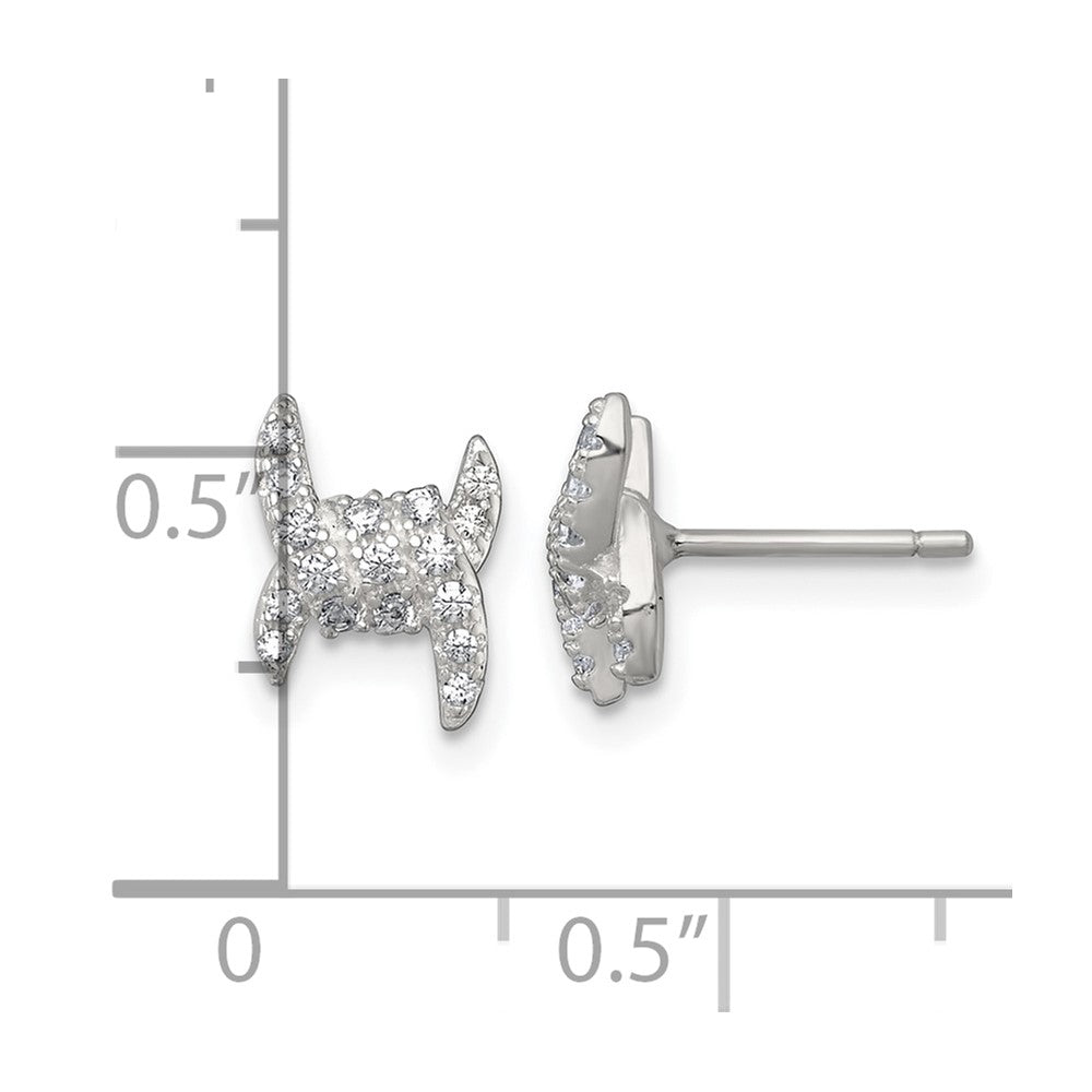 Sterlingsilber Poliert Fantasie Pavé Zirkonia Ohrstecker