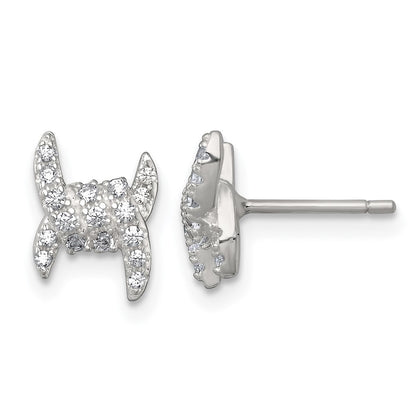 Sterlingsilber Poliert Fantasie Pavé Zirkonia Ohrstecker