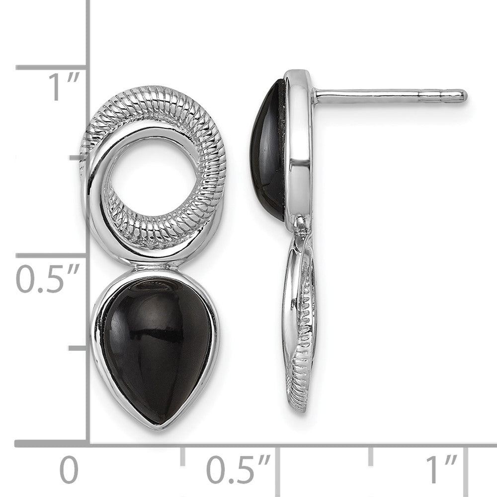 Sterlingsilber Rhodiniert Schwarz Achat Kreis Tropfen Ohrstecker