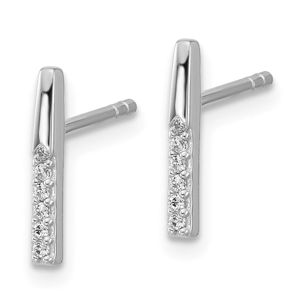 Sterlingsilber Rhodiniert Zirkonia Poliert Stab Ohrstecker