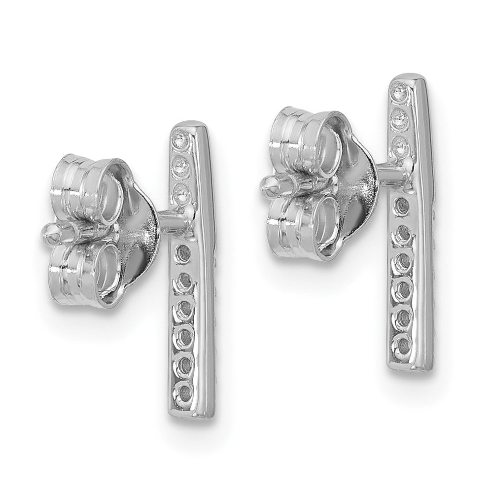 Sterlingsilber Rhodiniert Zirkonia Poliert Stab Ohrstecker