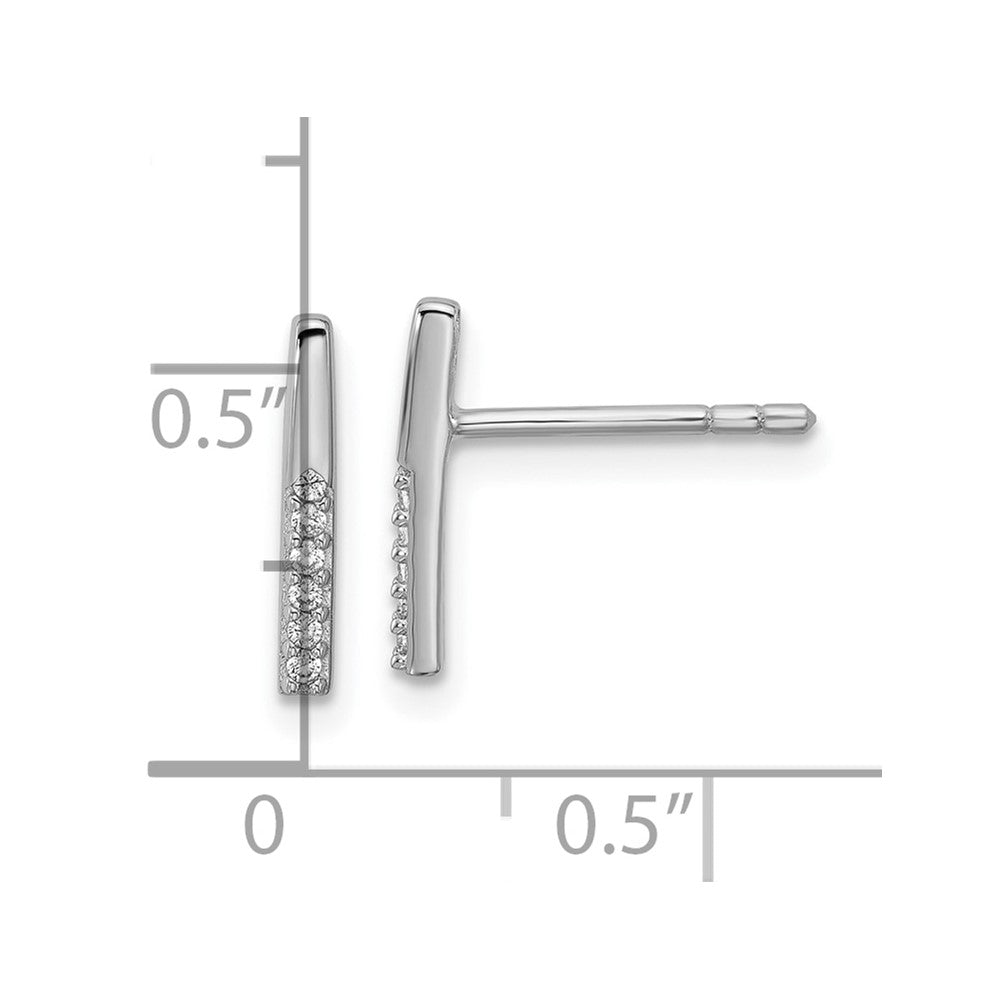 Sterlingsilber Rhodiniert Zirkonia Poliert Stab Ohrstecker