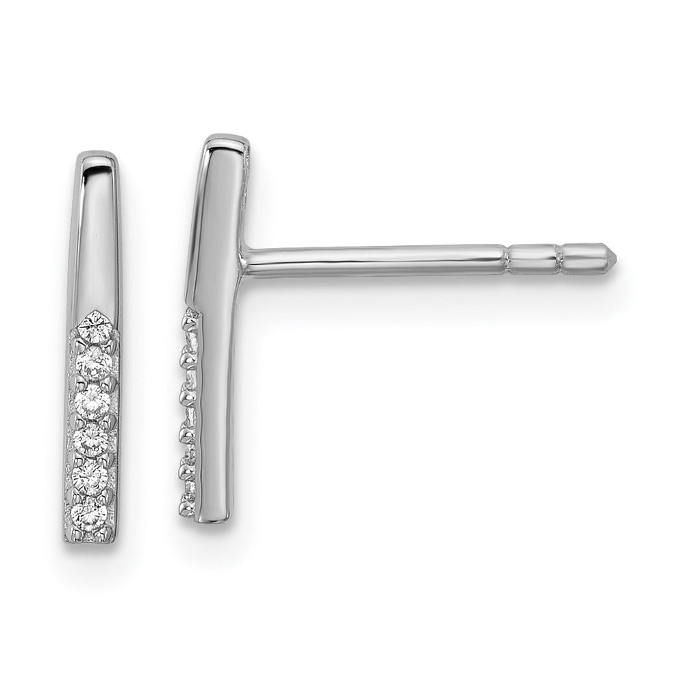 Sterlingsilber Rhodiniert Zirkonia Poliert Stab Ohrstecker