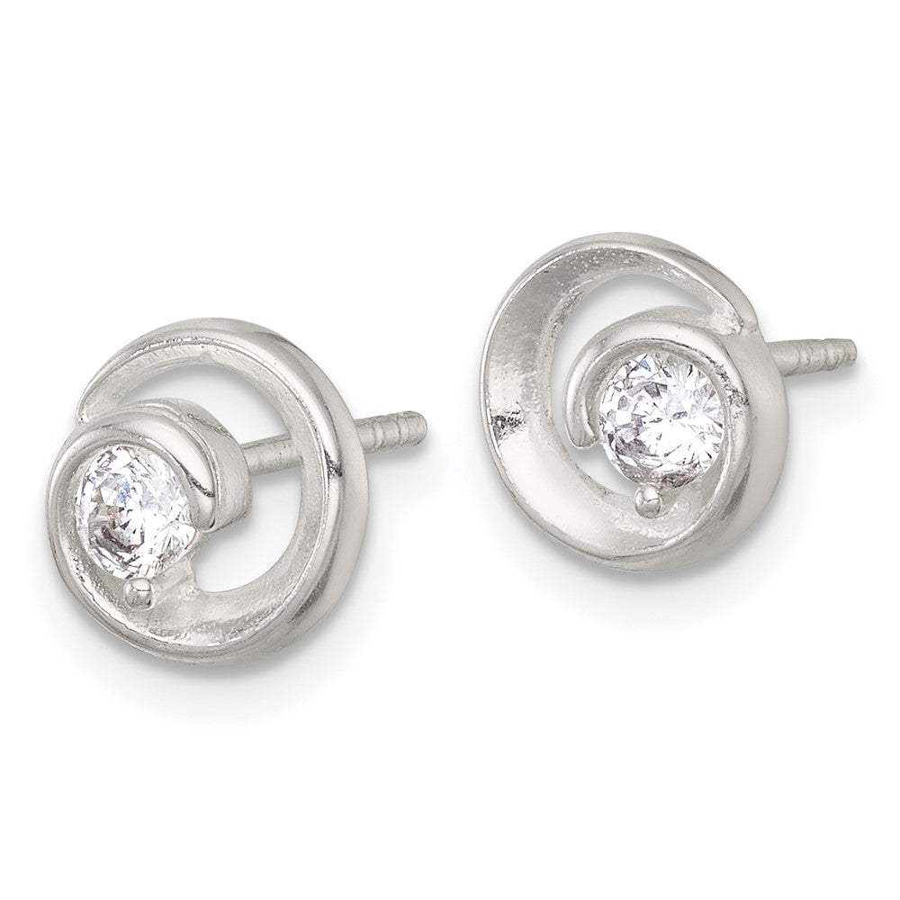 Sterlingsilber Poliert Zirkonia Kreis Ohrstecker