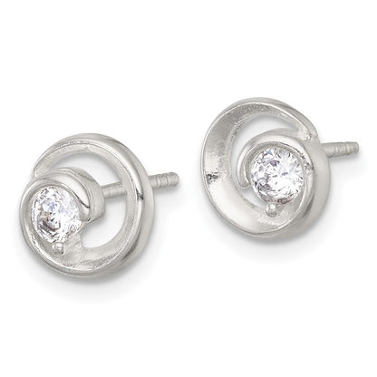 Sterlingsilber Poliert Zirkonia Kreis Ohrstecker