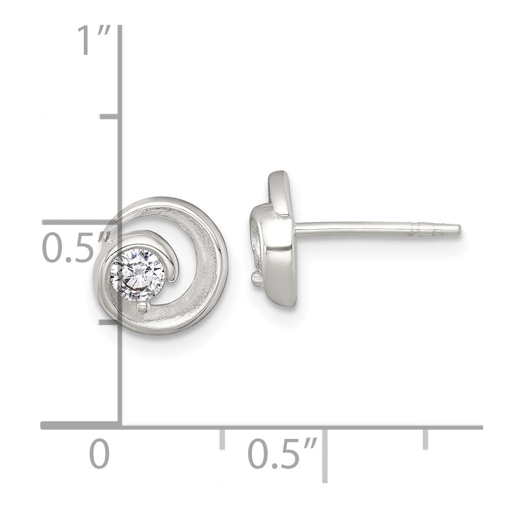 Sterlingsilber Poliert Zirkonia Kreis Ohrstecker