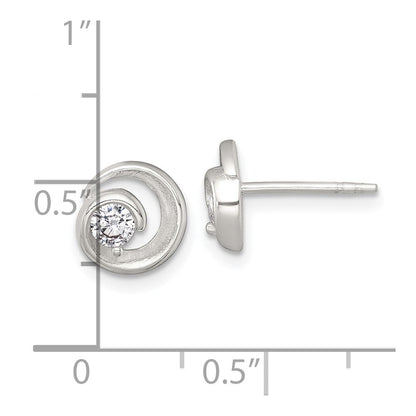 Sterlingsilber Poliert Zirkonia Kreis Ohrstecker