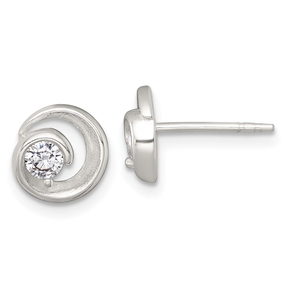 Sterlingsilber Poliert Zirkonia Kreis Ohrstecker