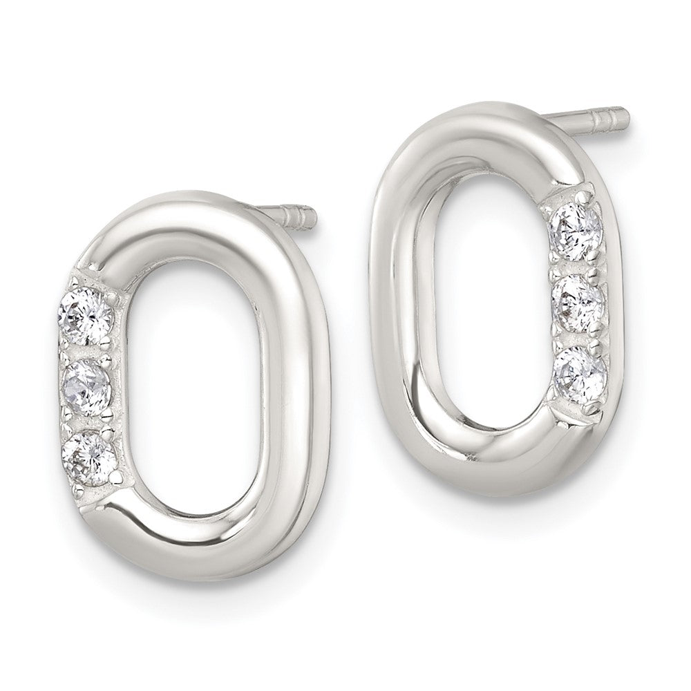 Sterlingsilber Poliert Zirkonia Oval Ohrstecker