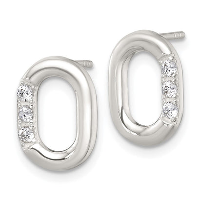 Sterlingsilber Poliert Zirkonia Oval Ohrstecker