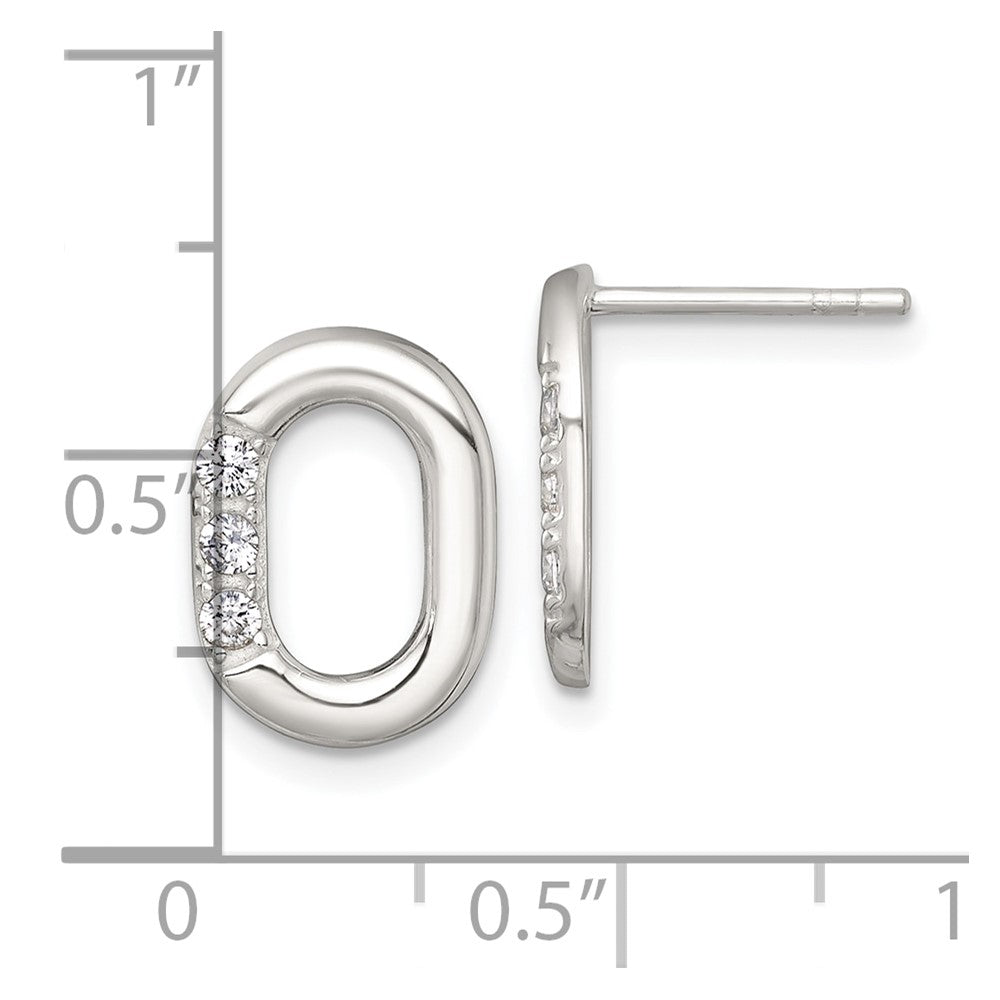 Sterlingsilber Poliert Zirkonia Oval Ohrstecker