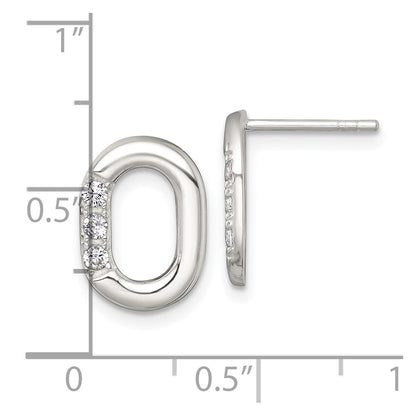 Sterlingsilber Poliert Zirkonia Oval Ohrstecker